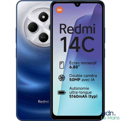 a close up of a redmi 14c phone next to a camera