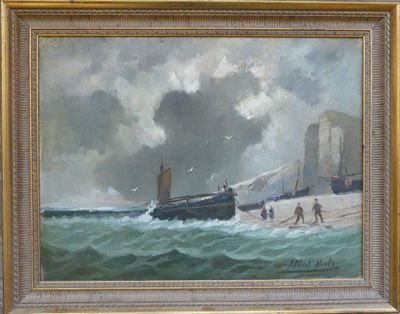 HIRTZ Albert, "Retour de la pêche", huile sur toile, signée …