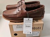 chaussures bateau pour homme en cuir marron, neuves, dans leur boîte