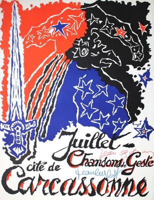 une image représentant une affiche sur laquelle figurent une épée et des étoiles