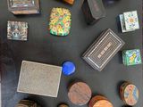 a table with many different types of objects on it