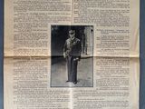an old newspaper with a picture of a man in uniform