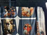 a blanket that has a picture of a woman on it