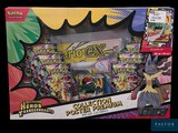 a box of pokemon cards with a picture of a pokemon figure
