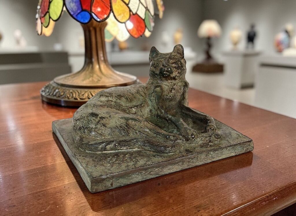 Théophile Alexandre Steinlen Chat Couché Bronze Patiné Vert 7x16x16cm