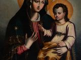 a painting of a woman holding a child in her lap
