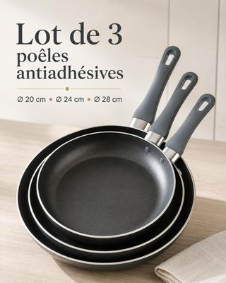 lot de 3 casseroles et poêles Antadinesves