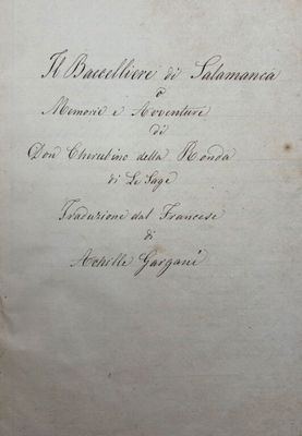 LESAGE, Alain-René et GARGANI, Achille (trad.). Il Baccellie…