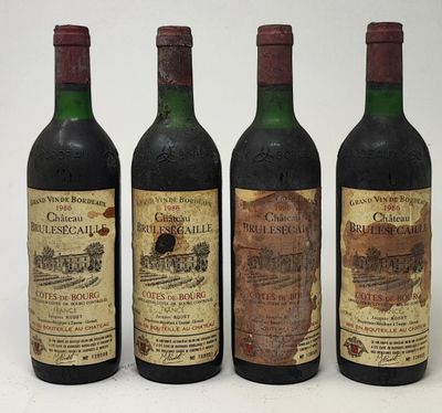 4 bouteilles Château BRÛLESÉCAILLE, Côtes-de-Bourg 1986 (es,…