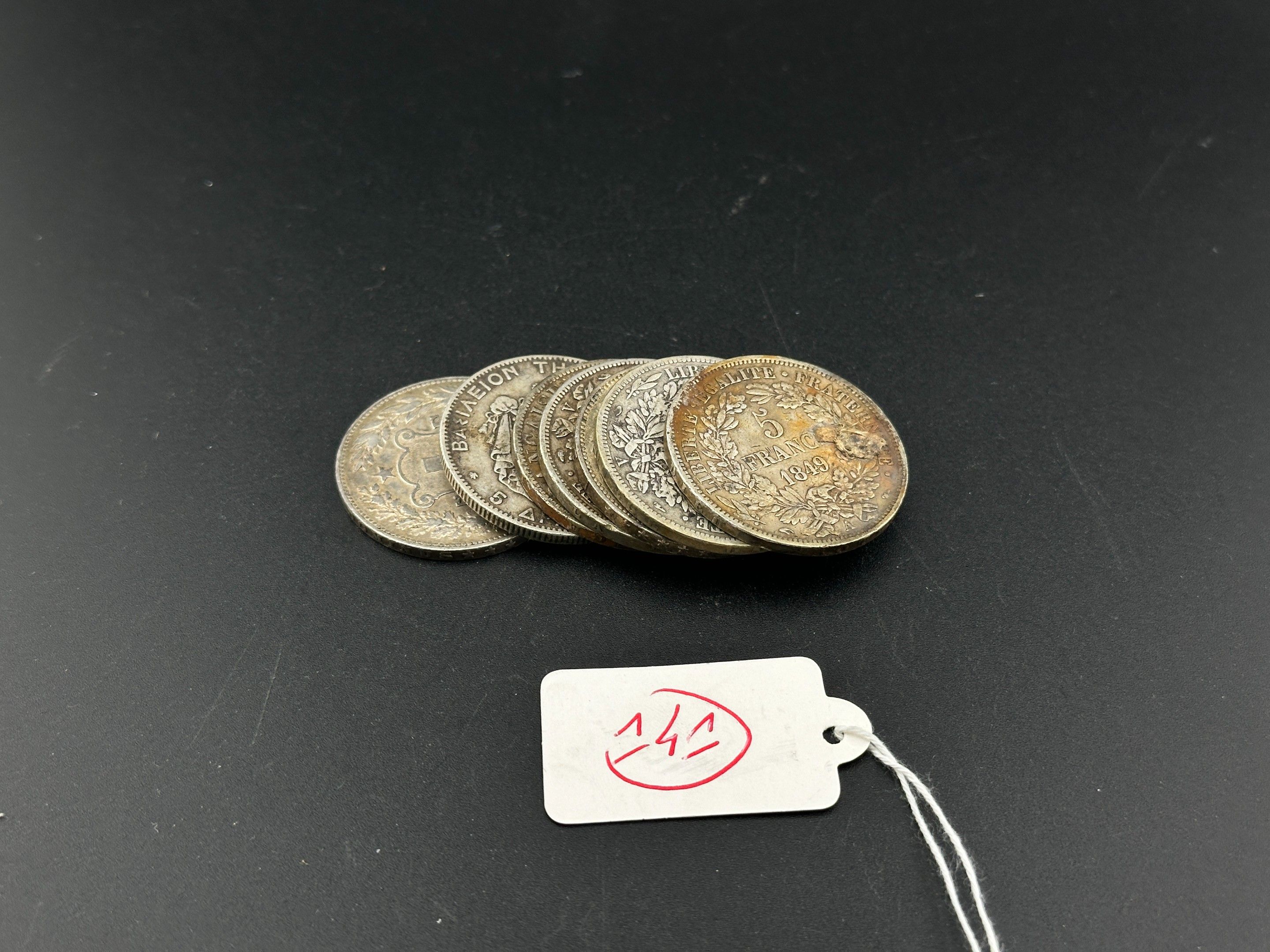 7 monnaie de 5 Francs argent Europe.