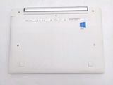 the back of a laptop with a blue sticker on top of it