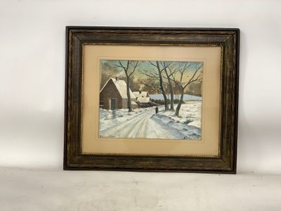 AUBESTRE E. (XXe s.) : Neige d'automne.