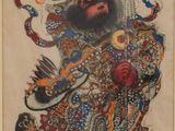 an image of a painting of a man with a bird on his head