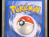 the card is in a clear plastic case with a pokemon logo on it