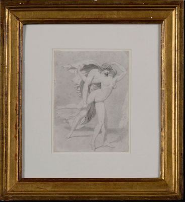 une image d'un dessin de femme nue dans un cadre doré