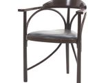 une image représentant une chaise en bois avec une assise en cuir noir