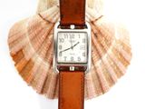 a watch that is sitting on top of a shell