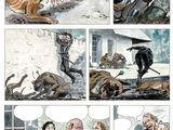 the comic strip shows the story of a man being attacked by a dog