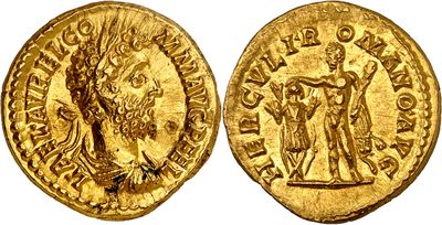 a gold coin with an image of a man and a woman on it