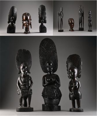 plusieurs images différentes de figurines africaines sur un fond blanc