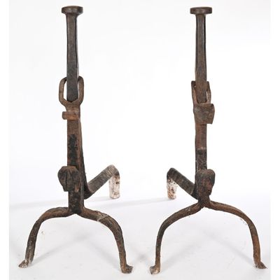 pair of antique cast iron candlesticks on cast iron bases