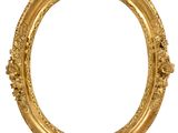 an oval gold frame on a white background with a white background