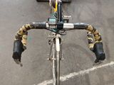a bicycle that is parked in a garage