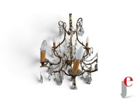 LUSTRE en bronze et pampilles en verre à 8 bras de lumiere. (photo 2)