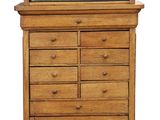 an image of a wooden dresser with a glass top and drawers