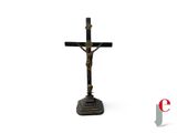 une statue de Jésus sur la croix, sur fond blanc