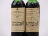 two bottles of wine sitting next to each other on a table