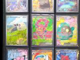 pokemon trading card display case with a variety of cards in it