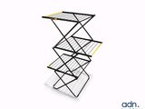 a close up of a three tier drying rack on a white background