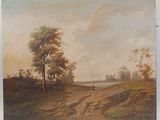 an image of a painting of a man walking down a dirt road