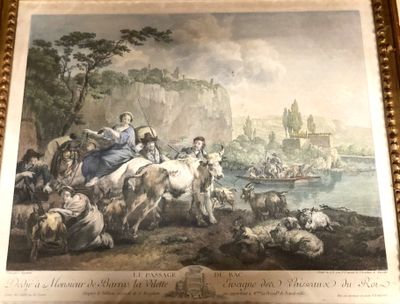 a picture of a painting of a group of people riding on horses