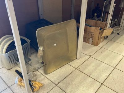a picture of a room that has a bunch of items on the floor