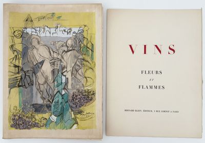 an open book with a drawing of a woman in a blue dress and a man in a green coat