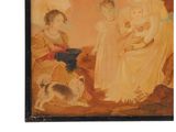 an image of a painting of a family with two children and a dog