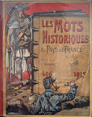 un vieux livre sur lequel figure l'image d'un homme tenant un couteau