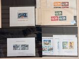 de nombreux timbres exposés dans une vitrine