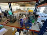 many items on the shelf in the garage