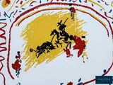 a picture of a drawing of a man on a horse drawn by a child