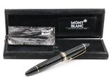 Stylo plume Montblanc noir et or, présenté dans un coffret noir