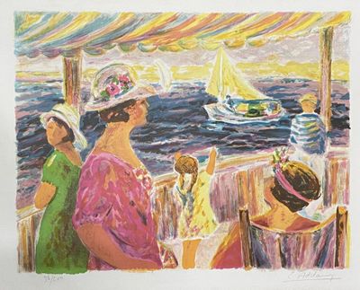 a painting of a group of people on a boat