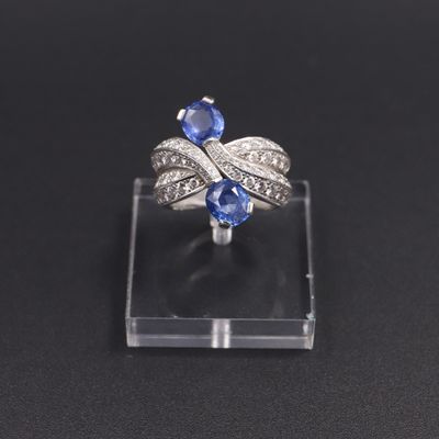 Bague Toi & Moi - Nol Metz En or blanc 18k (750) sertie de …
