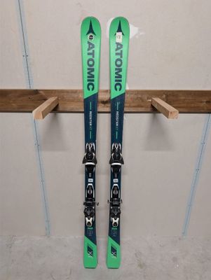 une paire de skis posée sur un support dans une pièce