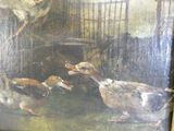un tableau représentant deux canards dans une grange