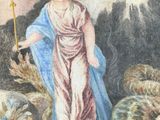 an image of a painting of a woman with a staff in a field