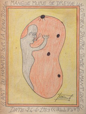 an old book with a drawing of a man and a woman in the shape of a heart
