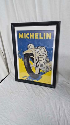 Affiche publicitaire vintage de moto « Michel Michel », encadrée et prête à être accrochée